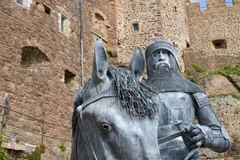 knight with horse in front of a castle 19742086