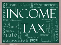 income tax word cloud concept on a blackboard 22852968